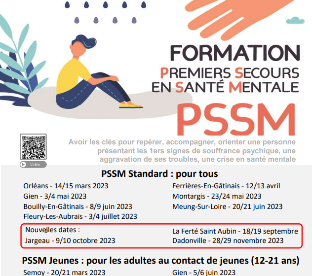  Dates des Formations « Premier Secours en Santé Mentale » PSSM